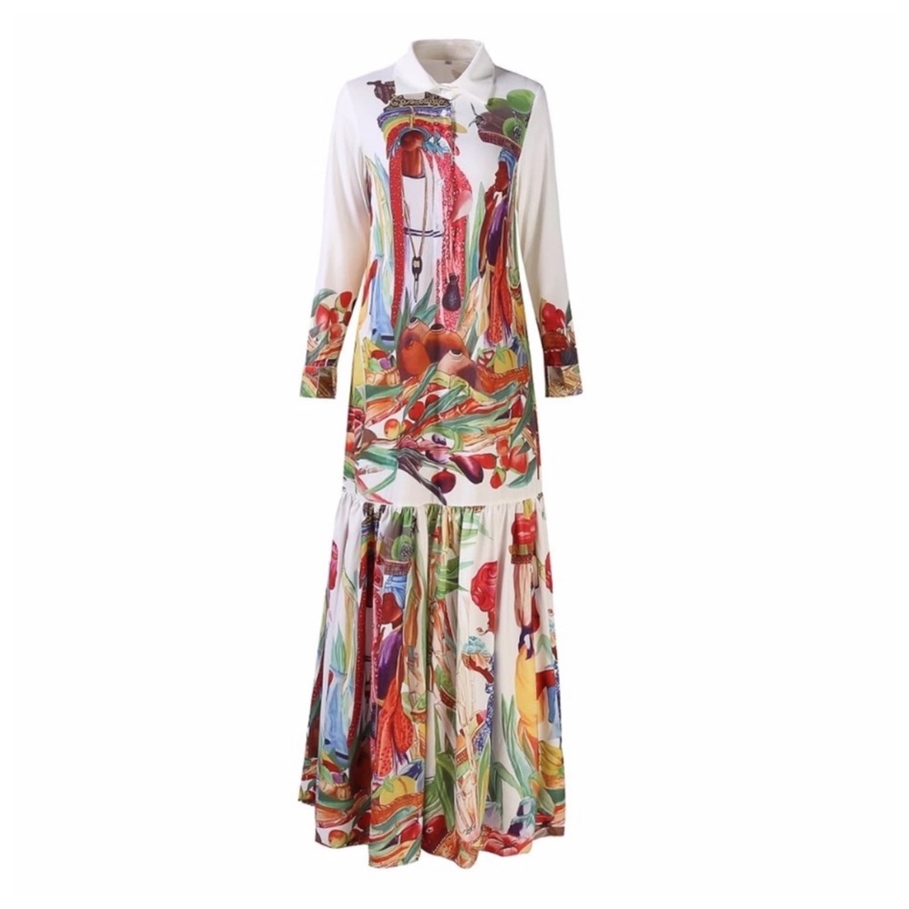 💐 The Delaina Colorful Silk Flowing Dress - Picture 3 of 6